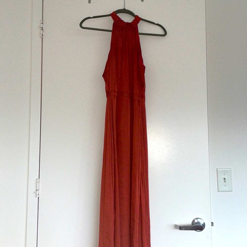 Rust high neck midi dress